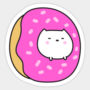 White Cat In Donut Sticker